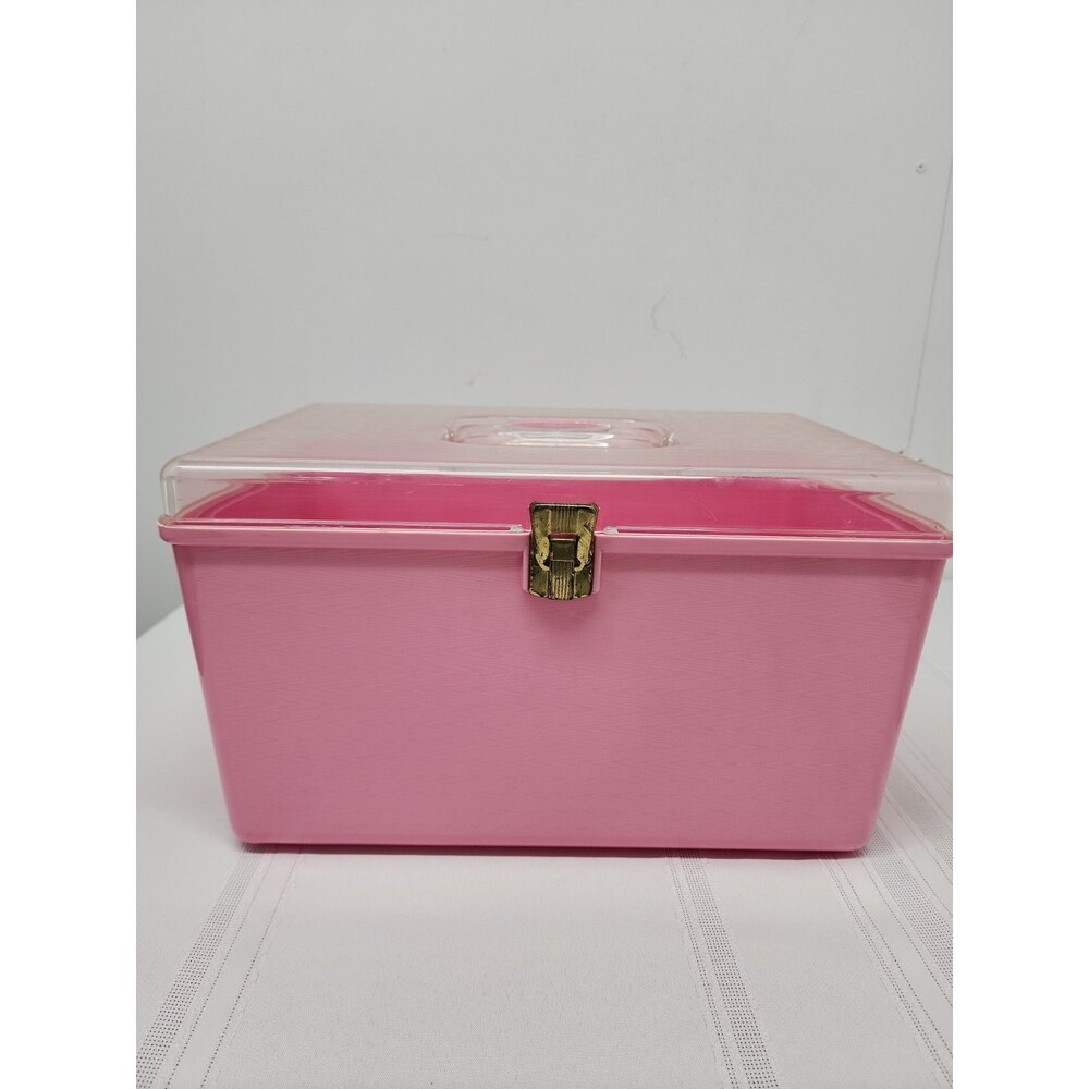 Wilson Wil-hold Sewing Box W Original Trays~Bubble Gum Pink Filled W Notions EC